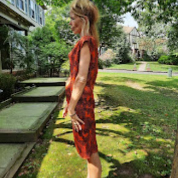 Size 38 Yves Saint Laurent 2011 Silk charmeuse dress, orange, black - Picture 3 of 7